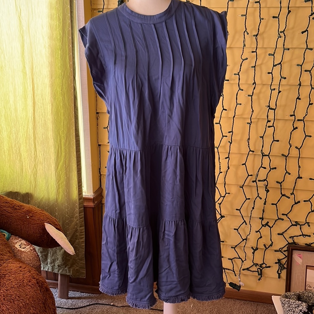 Nanette Lepore Pintuck Shirt Dress Denim Blue